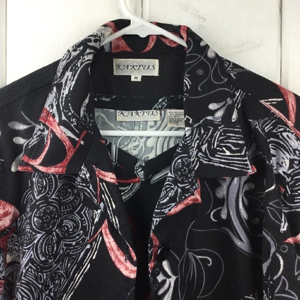 Kaktus Black‎ Graphic Jacket (M) & Matching Cinch Side Blouse (L), Vintage Set - Picture 3 of 14